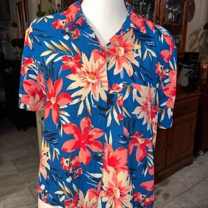 Cooperative Blue and Red Floral Men's Shirt